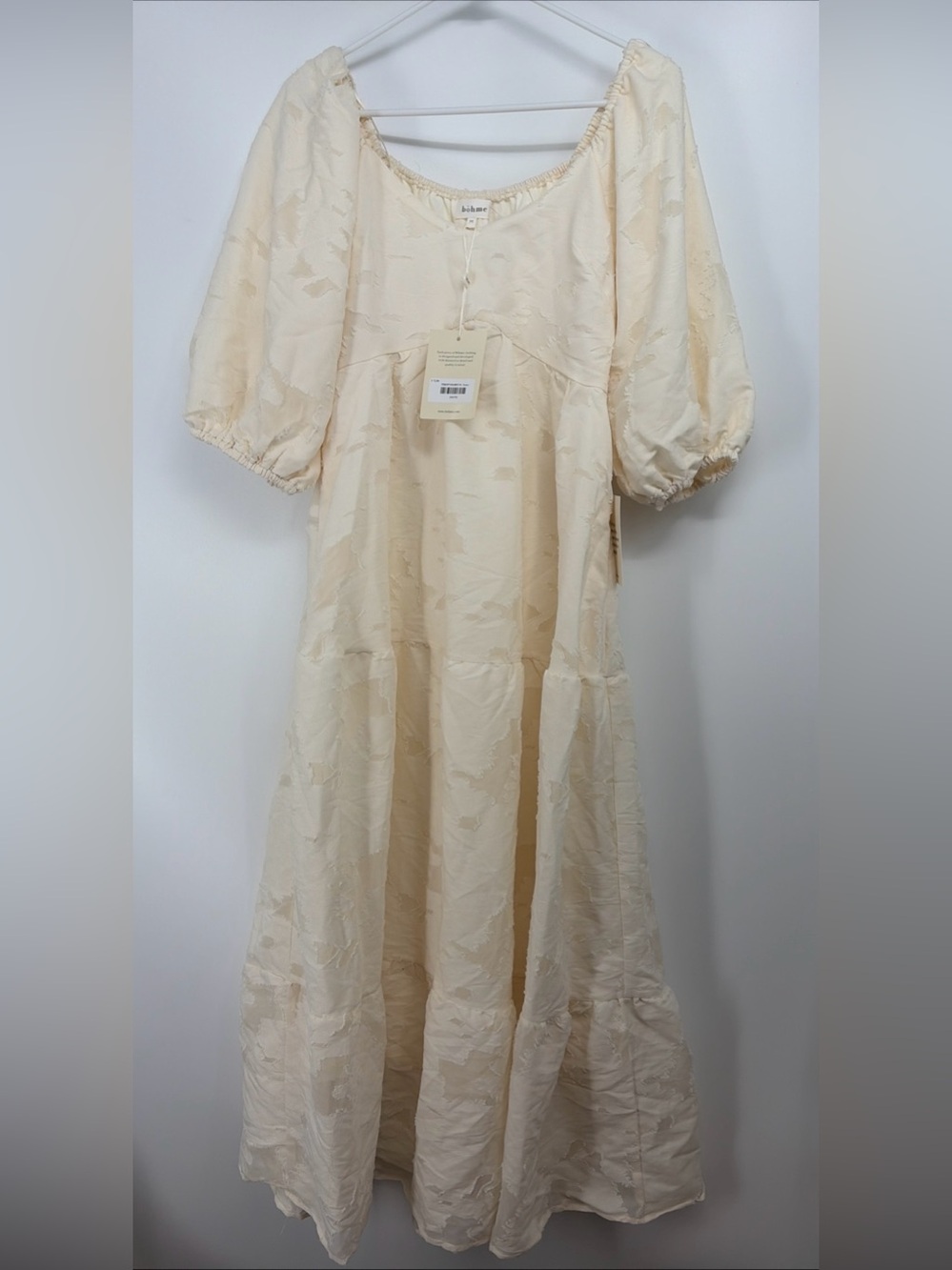 Bohme Ivory Tiered Maxi Dress Sz M Romantic New